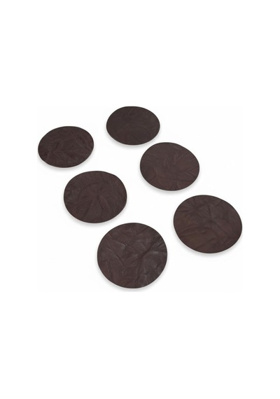 10 Cm Çap Kahverengi Hakiki Desenli Deri Bardak Altlığı 6 Lı Set Dekoratif Masa Koruyucu Diğer
