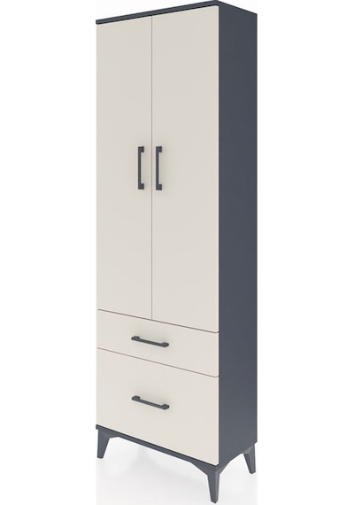 Arges Dolap 4 Raflı 2 Çekmeceli 2 Kapaklı 60x30x182 Antrasit-... Antrasit