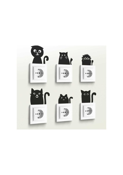 6 Lı Priz Sticker Kediler