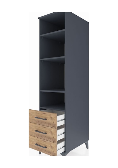 Kronos Dolap 4 Raflı 3 Çekmeceli 44x59x182 Antrasit-çam Antrasit