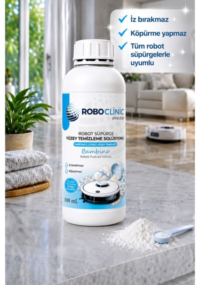 Roborock Robot Süpürgeler İle Uyumlu Deterjan Solüsyonu Yüzey Temizliyecisi Bebek Pudrası Kokulu 500 Ml