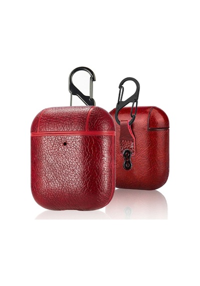 Ally Leather Case Apple Uyumlu AirPods 1-2 Pu Deri Koruma Kilifi 300646472 - Renk / Kirmizi