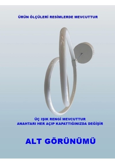 Dmr Tekli Dikey Çift Halka Sarkıt Led Avize Beyaz Kasa Üç Renk 6500k/4000k/3000k Beyaz/ılık Beyaz/s Çok Renkli