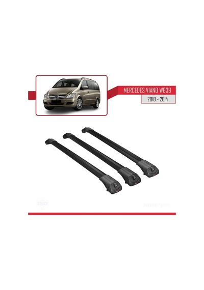 Mercedes Viano 2010-2014 Arası İle Uyumlu Ace-1 Ara Atkı Tavan Barı Siyah 3 Adet Bar