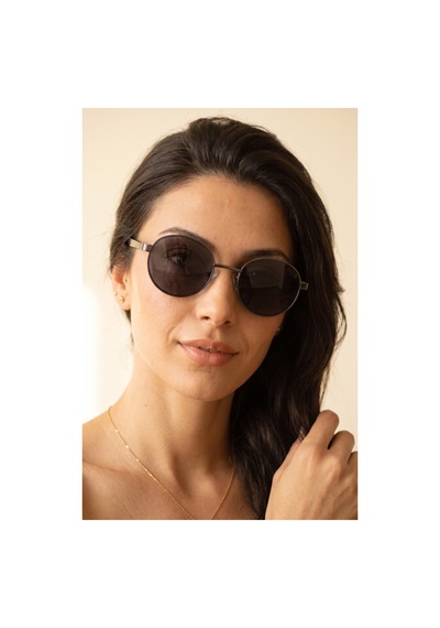 Unisex Polarize Yuvarlak Güneş Gözlüğü Gri Uv400 Korumalı Metalik 89559786
