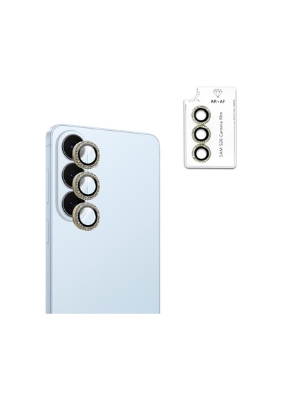Samsung Galaxy Uyumlu S26 - S26 Plus İçin Ipg Prolens Kamera Lens Koruyucu Elmas Taş Çerçeveli, Kırılmaz Cam Altın