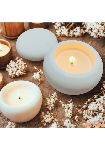 Bernami Mumluk Şamdanpinterest Hediyelik Nişan Düğün Kına Doğum Günü İçin Oval Kapaklı Mumluk Tealight Mumlu - 10 Adet Diğer