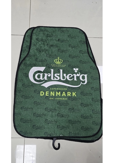 Carlsberg Desen Kaymaz Taban Dekoratif Oto Halı Paspas Üniversal Yıkanabilir Her Araca Uyumlu