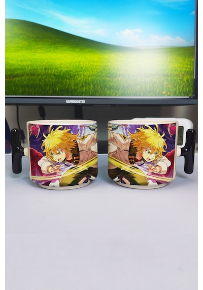 Nanatsu No Taizai Anime Baskılı Seramik Lüks Kupa 1 Adet T Şeklinde Özel Siyah Kulp Dalga Kulp V1t Çok Renkli