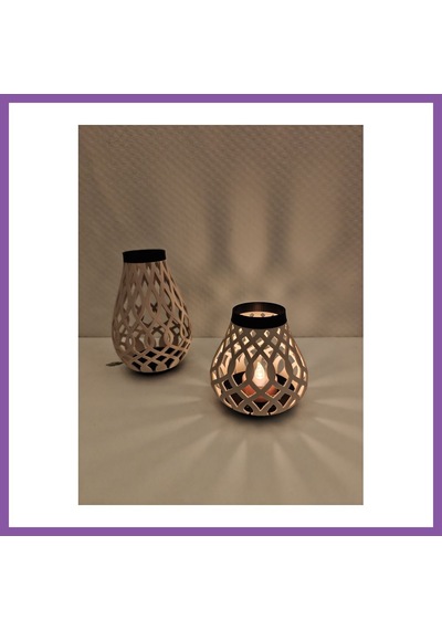 Bezos Modern Izgara Desenli Rüzgar Feneri Tealight Mumluk Dekoratif Mum Tutucu Bzoshb Çok Renkli