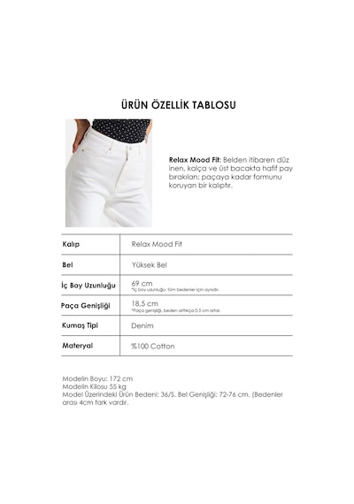 Itsbasic Kadın Kırık Beyaz 7s6-101 Relax Fit Denim Jean