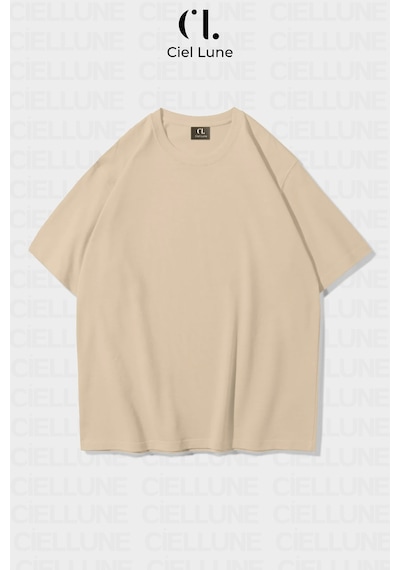 Nevermind Unisex Kadın Erkek Neptün Baskılı Özel Tasarım Oversize Bej