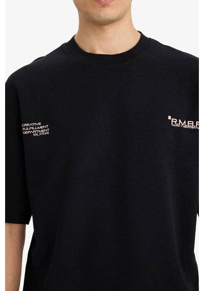 Defacto Nefes Alabilen Loose Fit Baskılı Tişört F8148ax26spbk81 Siyah-bk81