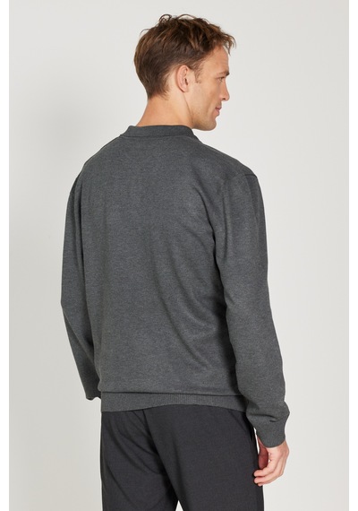 AC&Co / Altınyıldız Classics Erkek Antrasıt Melanj Standart Fit Normal Kesim Polo Yaka Triko Kazak Antrasit Melanj AC&Co / Altınyıldız Classics Erkek Antrasıt Melanj Standart Fit Normal Kesim Polo Yaka Triko Kazak Antrasit Melanj