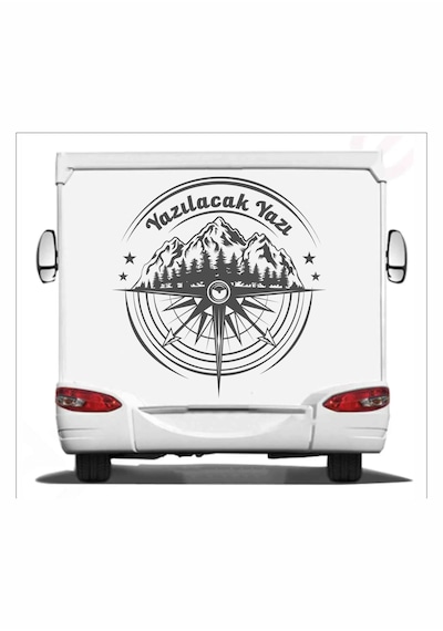 Kişiye Özel Pusula Dağ Orman Sticker - Araba Oto Motosiklet Karavan Cam Sticker - 00081 80 Cm
