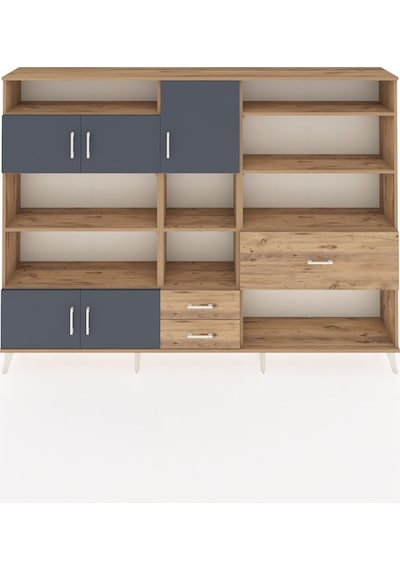 Arges Dolap 13 Raflı 3 Çekmeceli 5 Kapaklı 220x30x163 Çam-antrasi Çam-antrasit/çam Arges Dolap 13 Raflı 3 Çekmeceli 5 Kapaklı 220x30x163 Çam-antrasi Çam-antrasit/çam