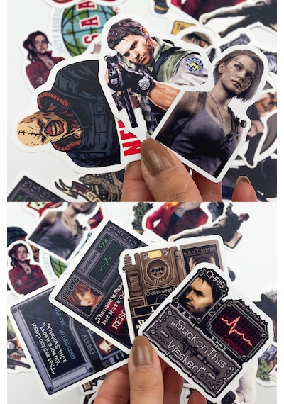 Resident Evil Iconic Sticker Paketi 32 Parça Kaliteli Su Geçirmez Etiket Seti Çok Renkli