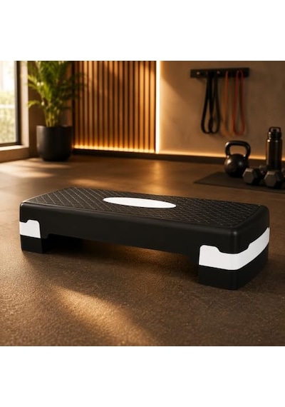 2 Kademeli Ayarlanabilir Step Tahtası, Kaymaz Yüzeyli Aerobik Fitness Kardiyo Egzersiz Platformu, Siyah Beyaz Ev Spor Stepper Tahtası, 10-14 Cm Yükseklik