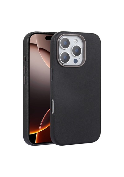 Apple Uyumlu iPhone 16 Pro Kılıf Magsafe Destekli Premium Pu Deri Kapak Royal Case/adora Siyah