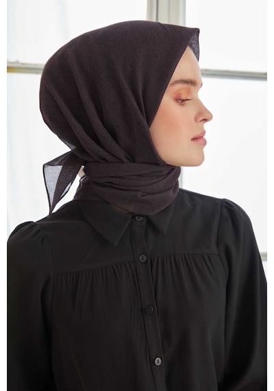 Miray Düz Pamuk Eşarp - Mürdüm Siyah Mürdüm