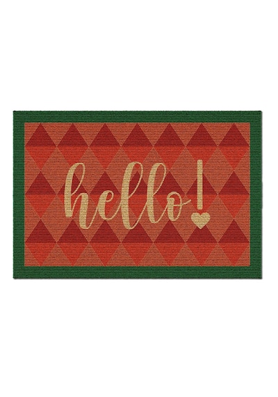 Decovetro Renkli Kapı Önü Halı Paspas Hello Retro Baskılı 40 X 60 Cm Çok Renkli