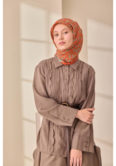 Silk Home Aura Eşarp 140005-28 Koyu Turuncu, Mint, Pudra