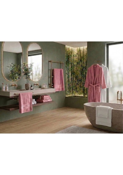Yünteks Binnur Bamboo 8 Parça Aile Bornoz Takımı / %100 Pamuk / Aile Seti / Çeyizlik / Günlük / Modern / 1.kalite Beyaz - Pembe Yünteks Binnur Bamboo 8 Parça Aile Bornoz Takımı / %100 Pamuk / Aile Seti / Çeyizlik / Günlük / Modern / 1.kalite Beyaz - Pembe