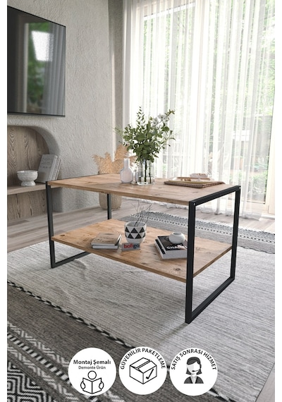Bofigo 50x90 Metal Orta Sehpa Dikdörtgen Orta Sehpa Raflı S