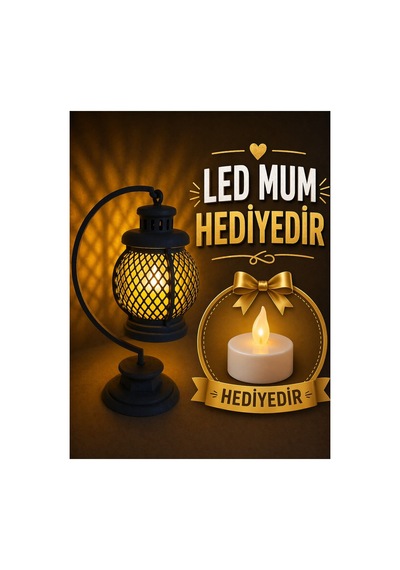 Mat Mavi Dekoratif Mini Fener Led Mum Uyumlu Çok Renkli
