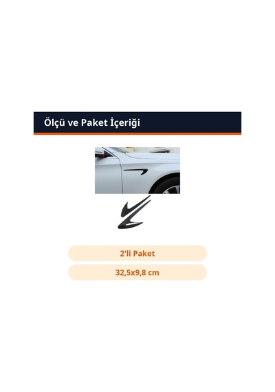 Trobus Çamurluk Havalandırma Venti Mercedes Tipi Uzun 2'li 32,5x9,8 Cm Parlak Siyah