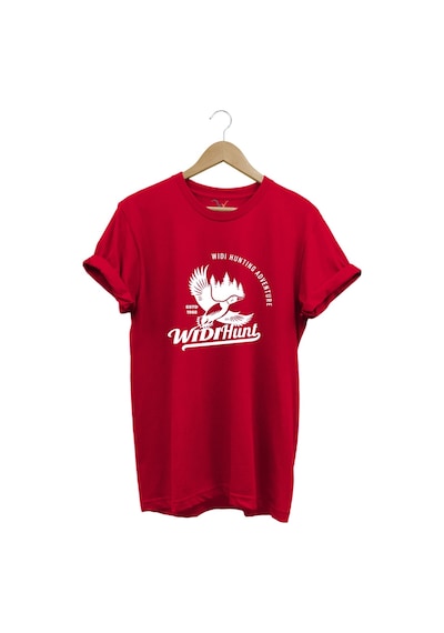 Avcılık Hunting Ördek Avı Baskılı Adventure %100 Pamuk Regular Fit Bisiklet Yaka Unisex T-shirt Kırmızı