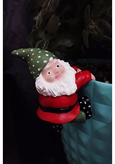 Boyalı Üçlü Noel Baba Teraryum Obje Saksı Süsü Dekoratif Obje 3 Adet