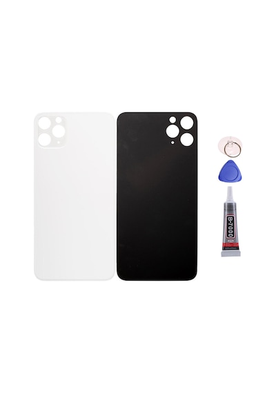 Apple Uyumlu iPhone 11 Pro Max Beyaz Arka Kapak Batarya Kapağı Pil Kapağı Yapışkan Ve Sökme Aparatıyla Beraber Full Set Beyaz