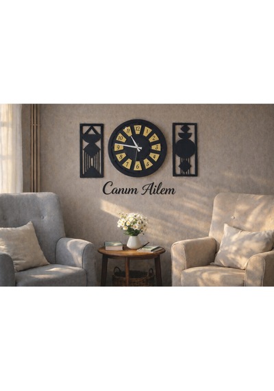 Salon Saati 40 Cm Canım Ailem Temalı No 30 Çok Renkli