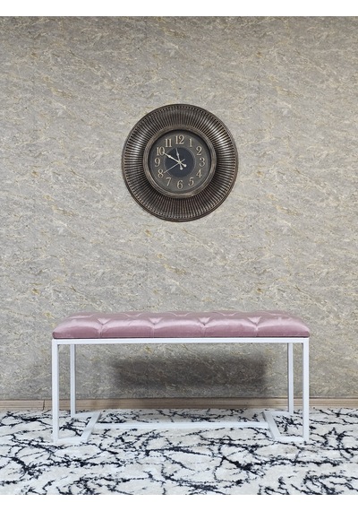 Zafir Beyaz Boyalı - L - Ayaklı 100 Cm X 38 Cm Oturak - Bench - Makyaj Taburesi - Makyaj Oturak Pembe