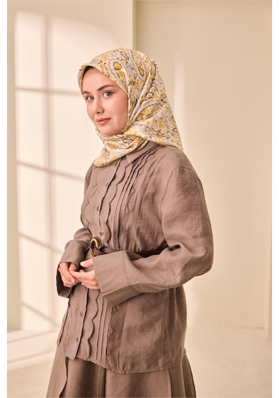 Silk Home Twill İpek Eşarp 11478-43 Vizon, Hardal, Bebe Mavi, Gri