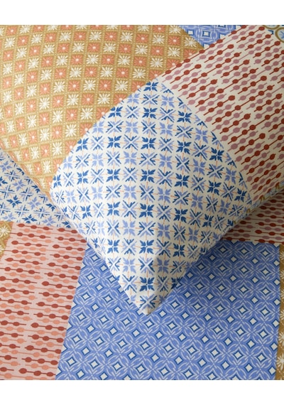 English Home Patchform Kolay Ütülenir Çift Kişilik Nevresim Seti 200x220 Cm Mavi Bordo