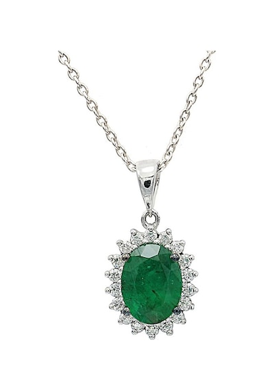 Pırlantalı Oval Zümrüt Anturaj Kolye N11.2341