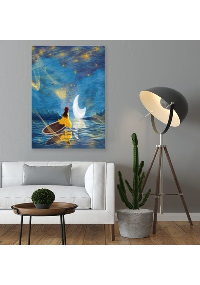 Bk Home Yıldızlar Altındaki Güzel Kız Tasarımlı Kanvas Tablo 50X7