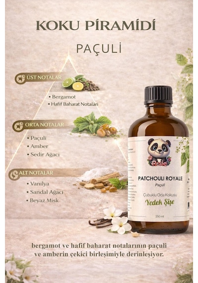 Rosie Patchouli Royale Çubuklu Oda Kokusu Yedek Şişe 250 Ml Paçuli & Amber Notalı Yedek Şişe Fresh