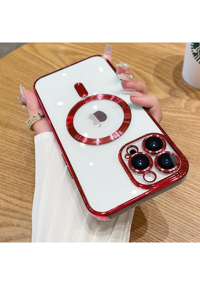 Apple Uyumlu iPhone  13 Pro Kılıf Magsafe Kamera Lensli Korumalı Şeffaf S