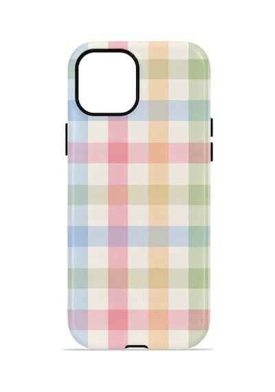 Apple iPhone Uyumlu 13 Vorian Çift Katmanlı Kılıf Pastel Gingham