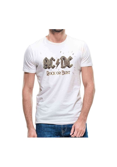 Ac Dc Rock Or Bust Logo Erkek Beyaz Tshirt