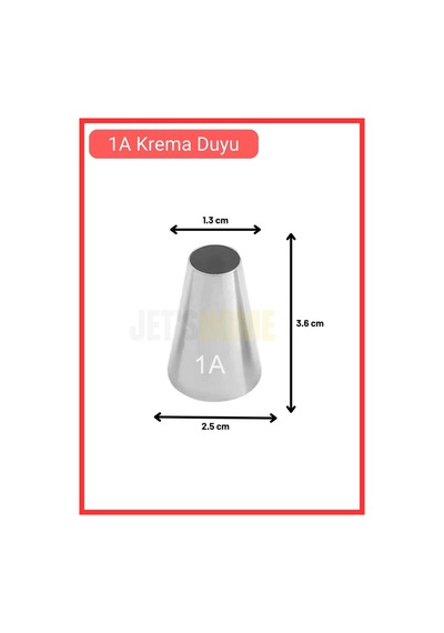 1a Yuvarlak Desen Krema Duyu Büyük Boy Pasta Duyu Paslanmaz Çelik Krema Torbası Ucu 2.5x1.4x3.7 Cm Metalik Gri