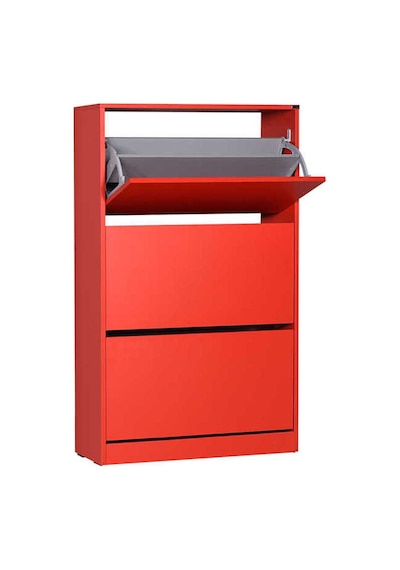 Flat Duo 3 Katlı Geniş Ayakkabılık-Kırmızı 73x119x26 cm (GxYxD) Kırmızı