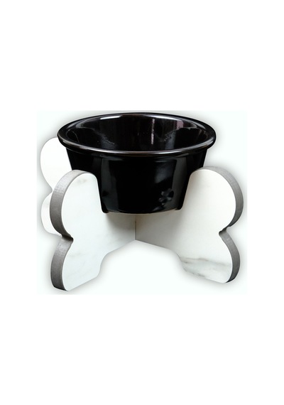 Suya Dayanıklı, Ahşap,tekli,seramik Kaseli Kedi-küçük Irk Köpek Mama Ve Su Kabı Stantı- 400 Ml.