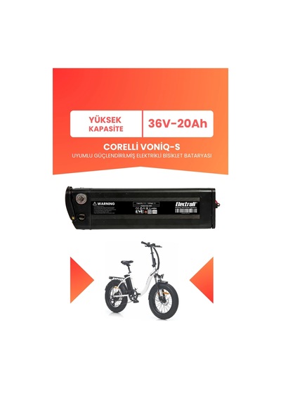Corelli Voniq-s Uyumlu 36v 20ah Elektrikli Bisiklet Bataryası Siyah