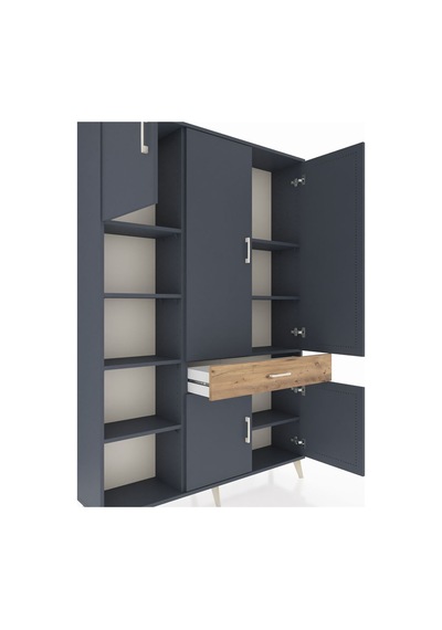Arges Dolap 8 Raflı Tek Çekmeceli 5 Kapaklı 132x30x195 Antrasit-antrasit/çam Antrasıt/atlas Çam Arges Dolap 8 Raflı Tek Çekmeceli 5 Kapaklı 132x30x195 Antrasit-antrasit/çam Antrasıt/atlas Çam