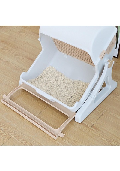 Suntek Pet Yarı Otomatik Hızlı Temizlenen Kedi Kumu Kutusu Bej