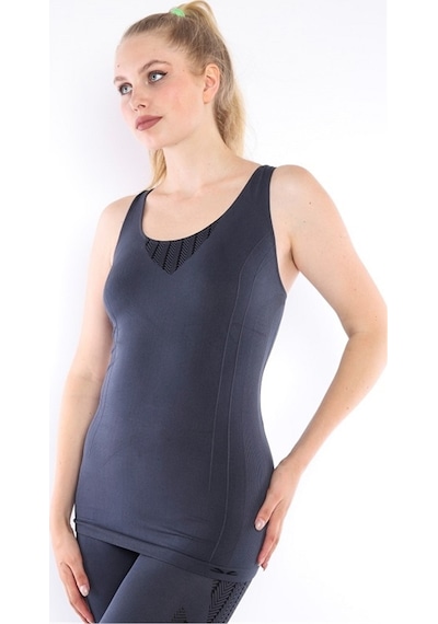 Escetic Kadın Spor Orta Gri Atlet, Ince Yumuşak Kumaş-4288